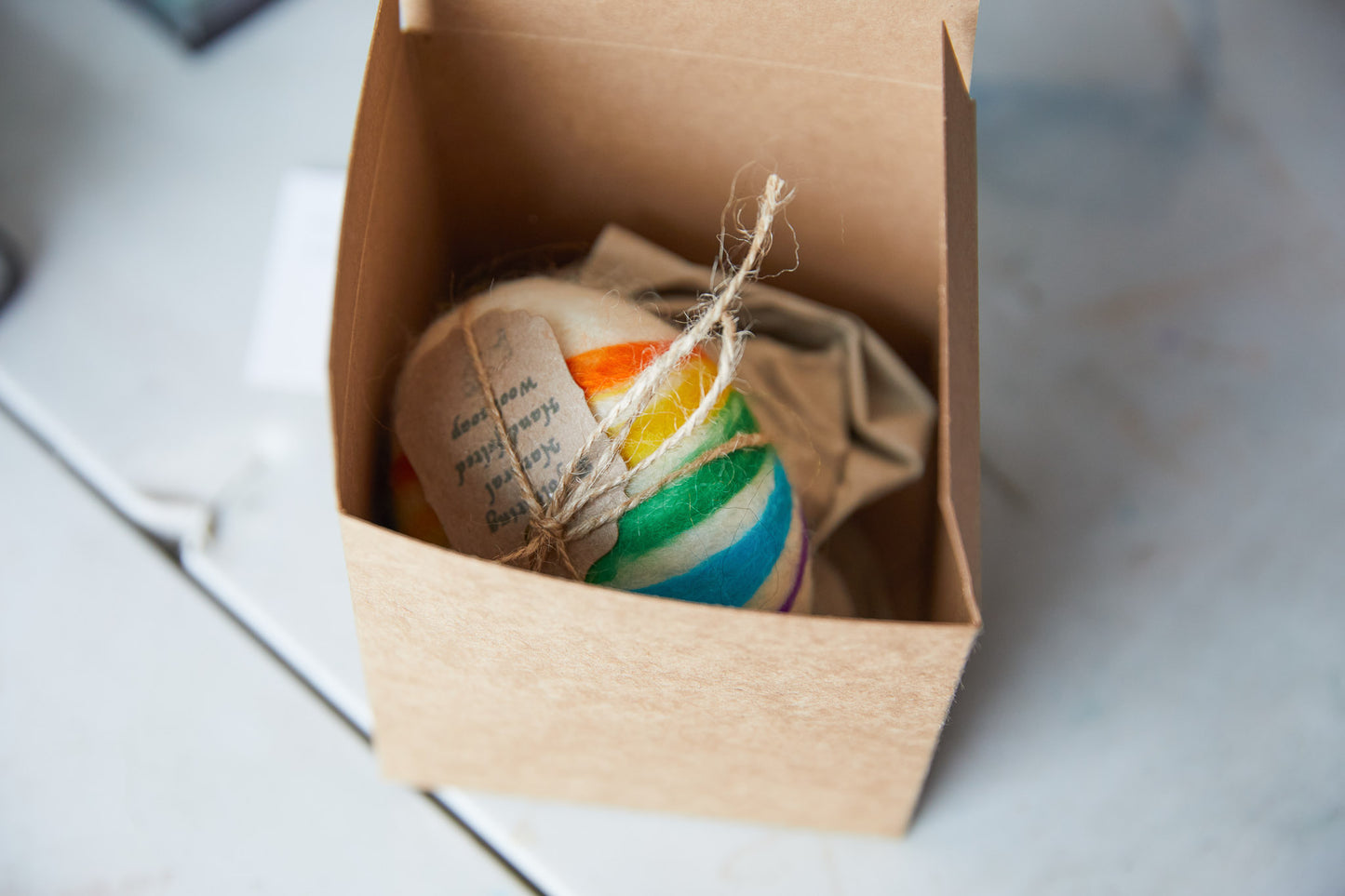 Felted soaps, rainbow felted soap, wool soap