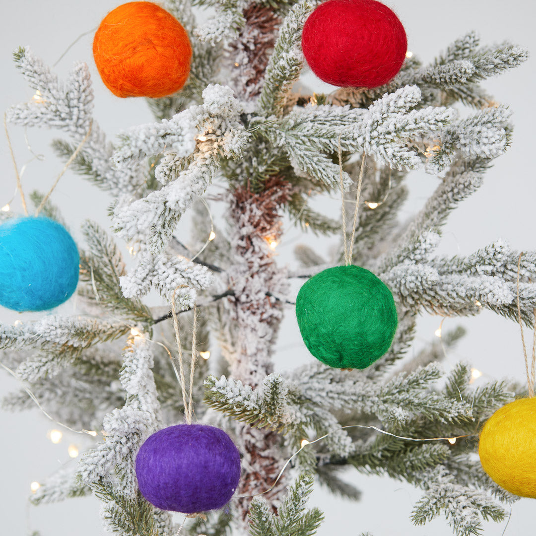 Rainbow baubles, felted rainbow set of baubles