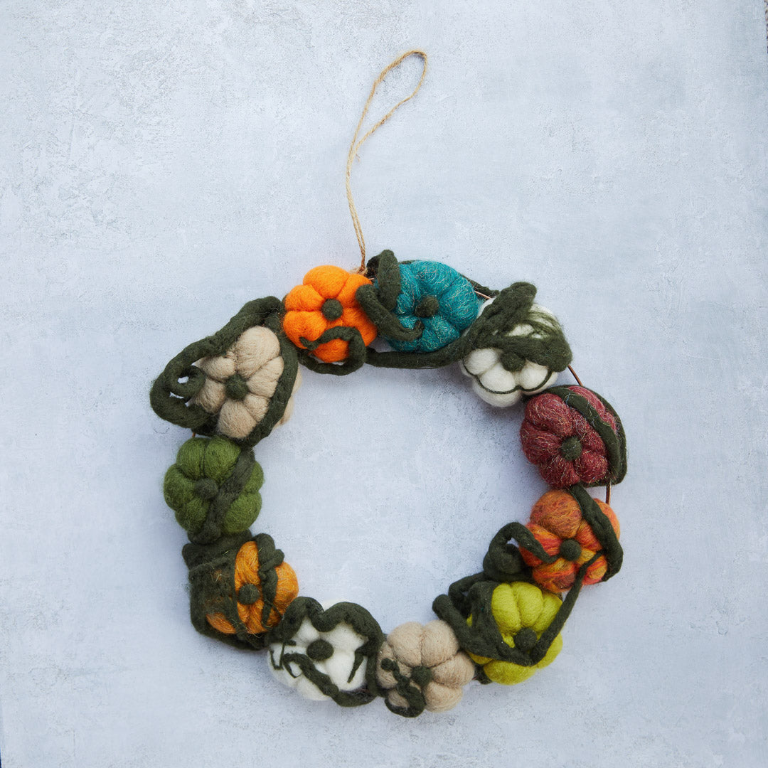 Needle felted pumpkin wreath