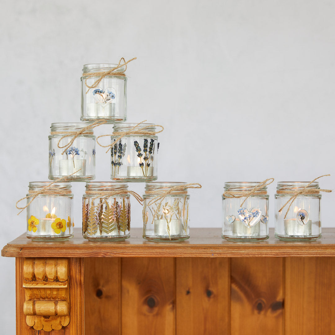 Pressed lavender tea light holders