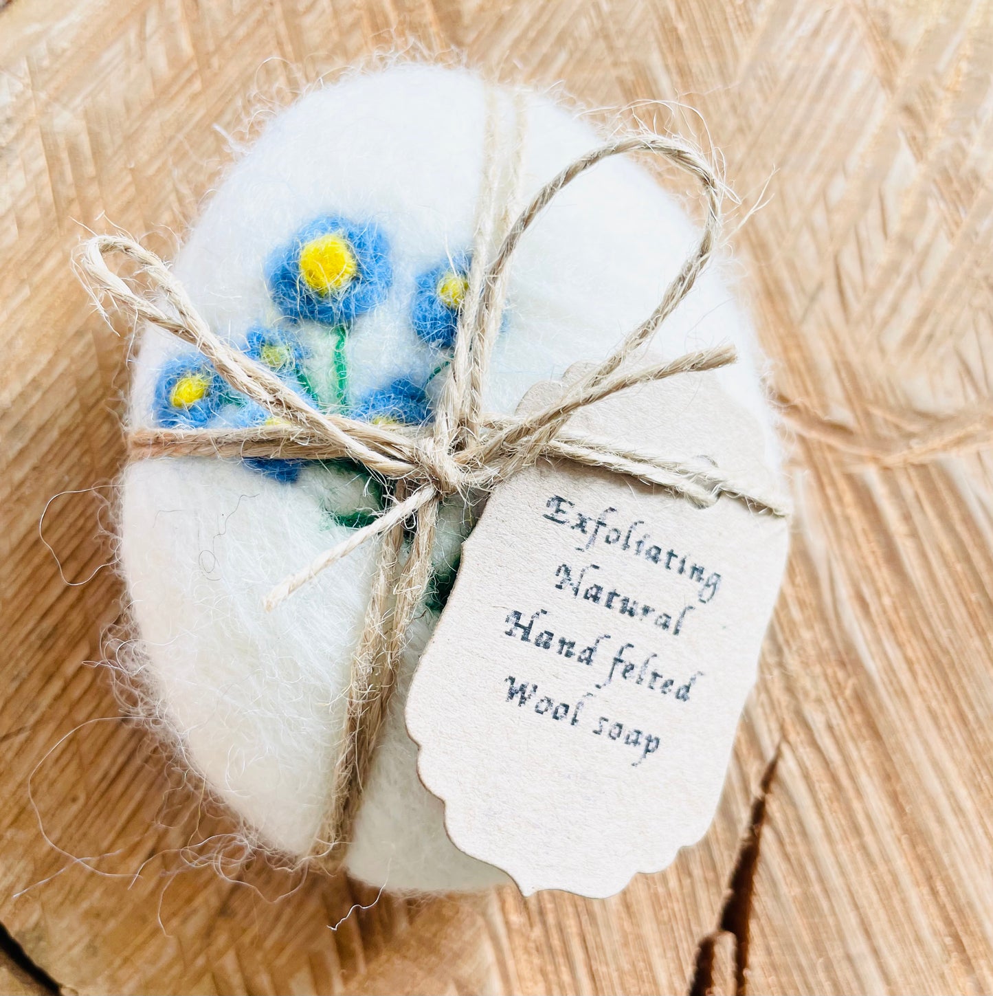 Forget me not felted soap