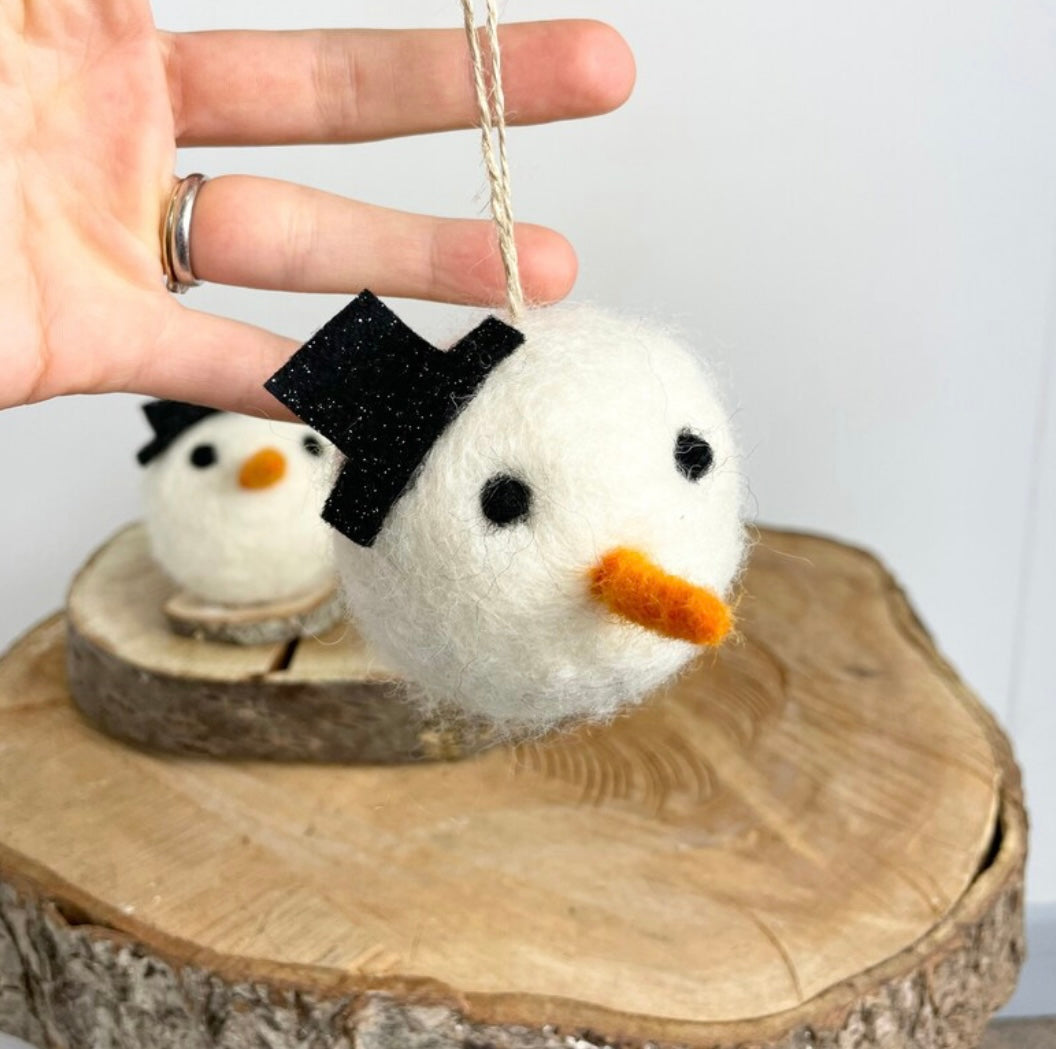 Felted snowman bauble