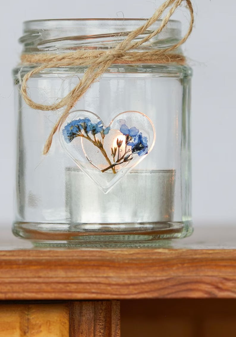 Forget me knot pressed flower jars