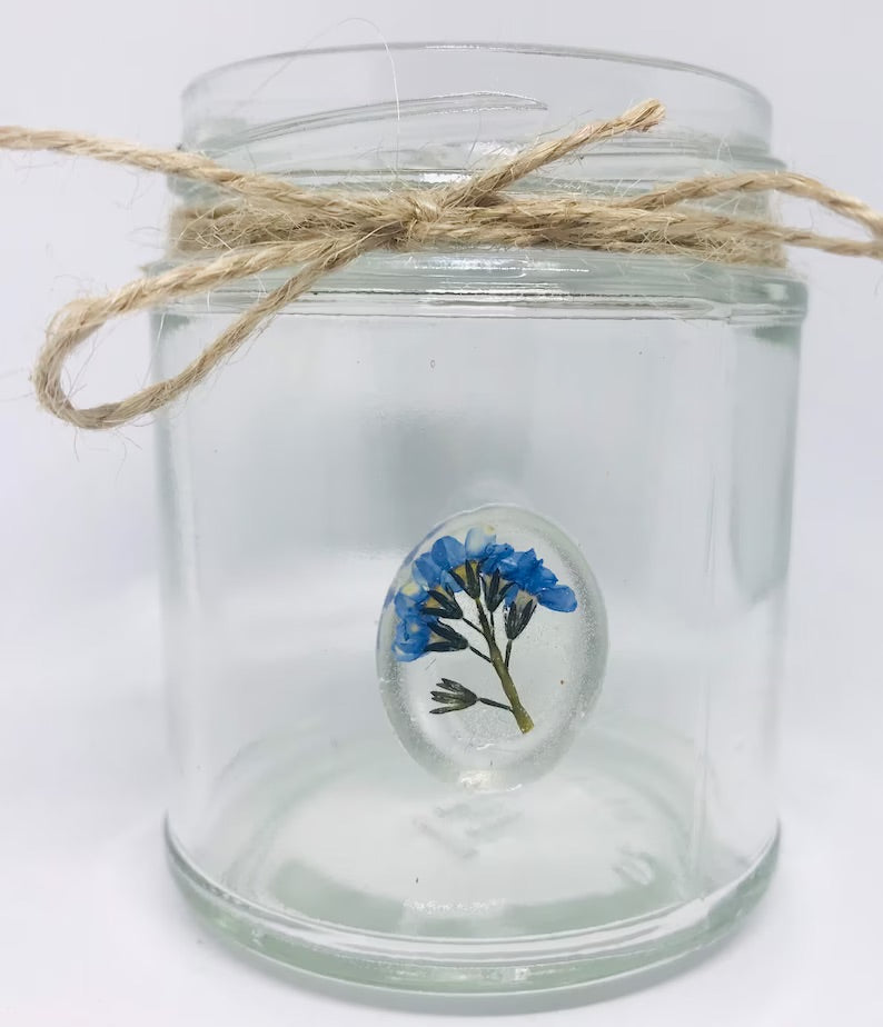 Forget me knot pressed flower jars