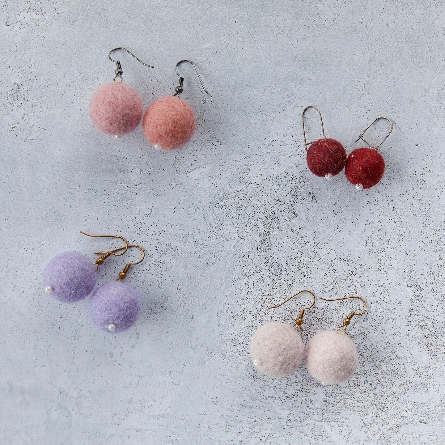 Felted ball earrings