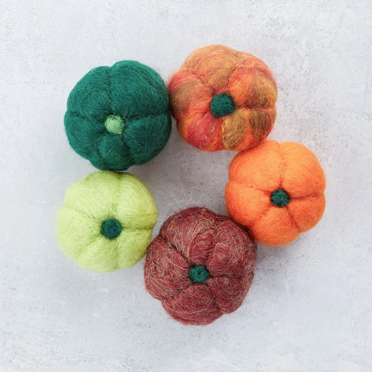 Miniature felted pumpkins
