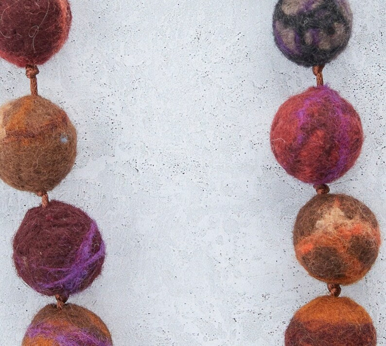 Felt ball necklace, felt necklaces