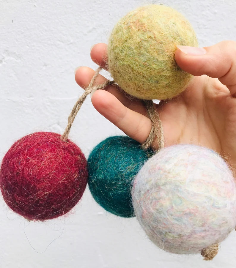 Felt glitter baubles