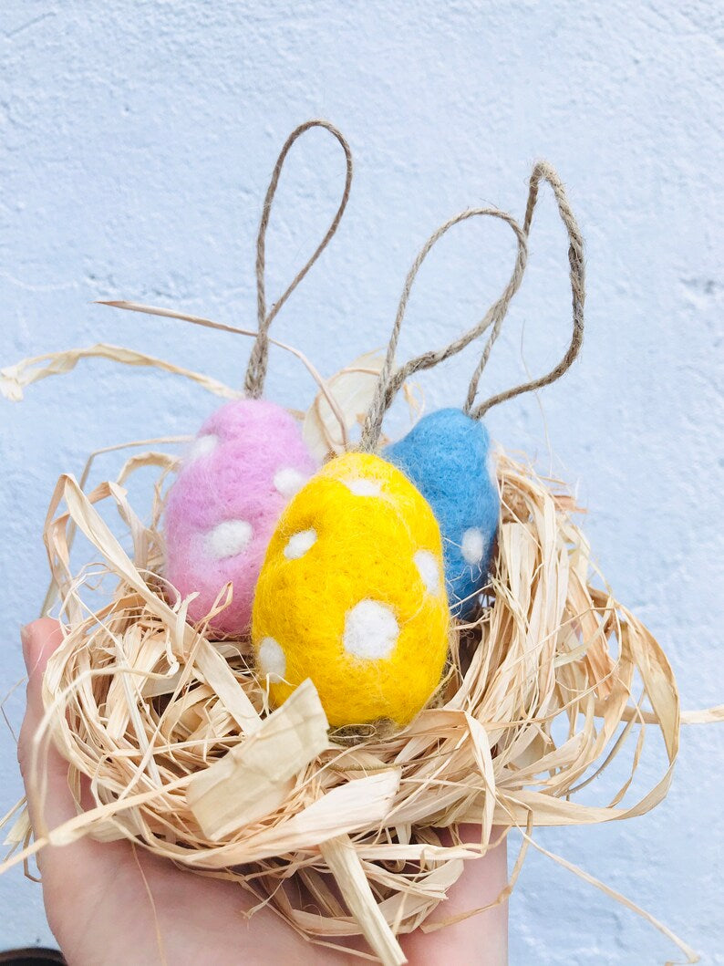 Felted Easter egg decorations