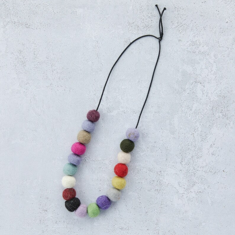 Felt ball necklace, felt necklaces