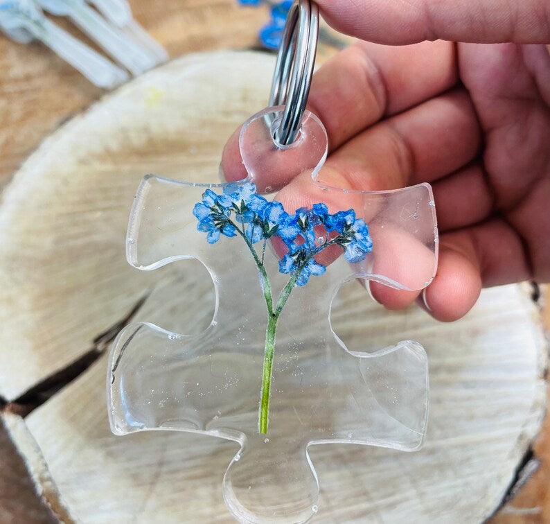 Forget me not keyring, forget me not resin keychain