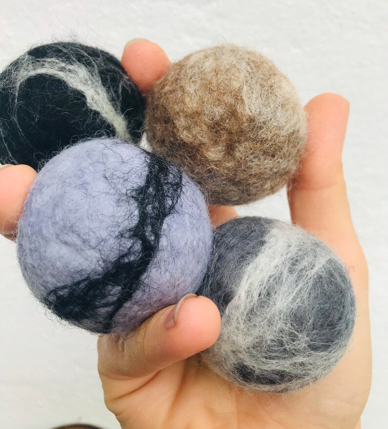 Eco laundry balls, woollen eco dryer balls, felt dryer balls