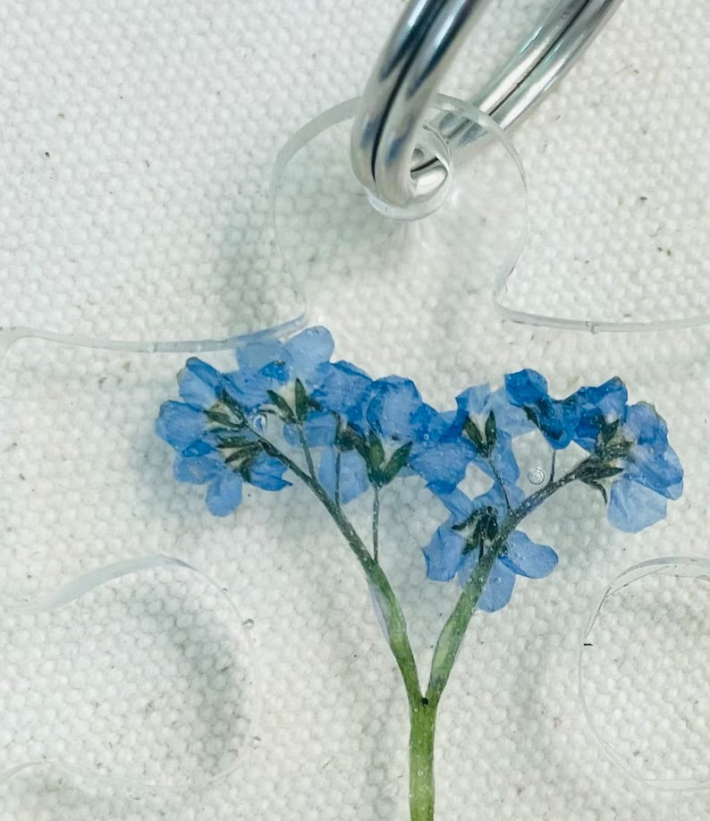 Forget me not keyring, forget me not resin keychain