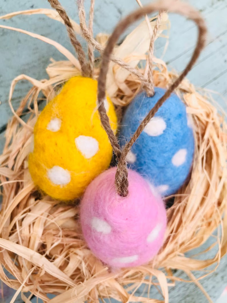 Felted Easter egg decorations