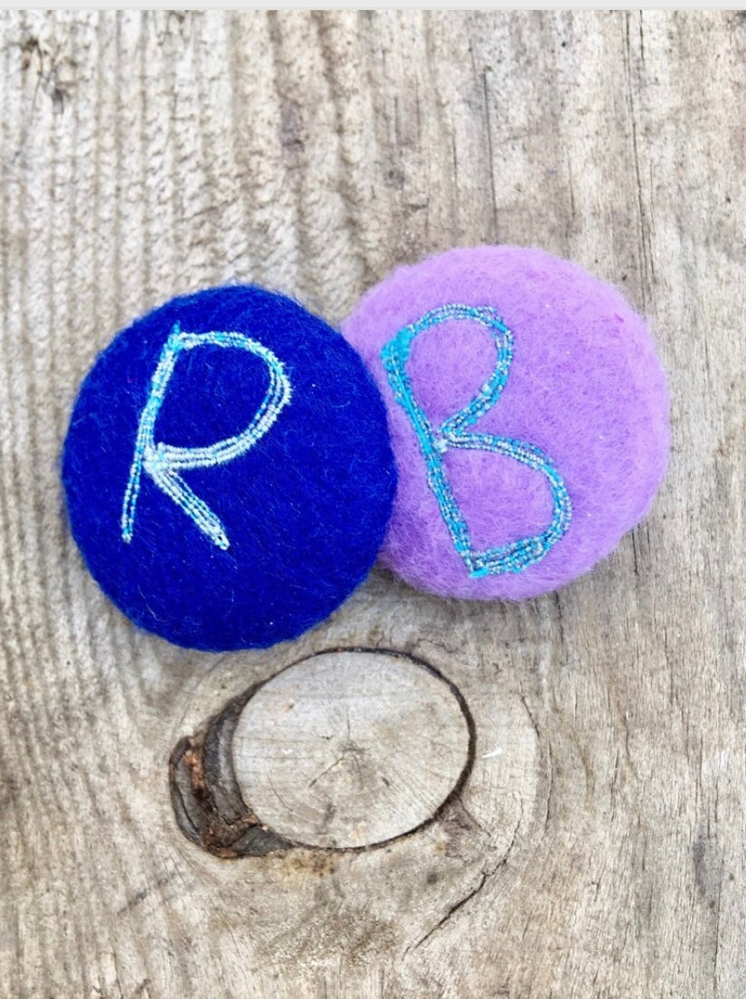 Alphabet embroidered buttons, sew on letter buttons, alphabet pins