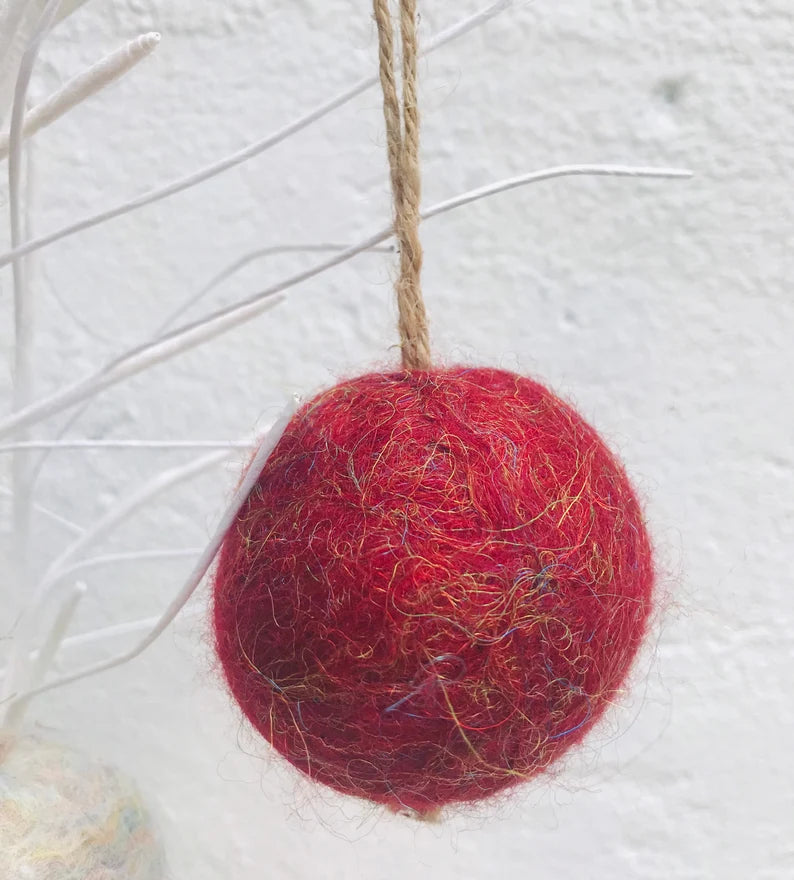 Felt glitter baubles