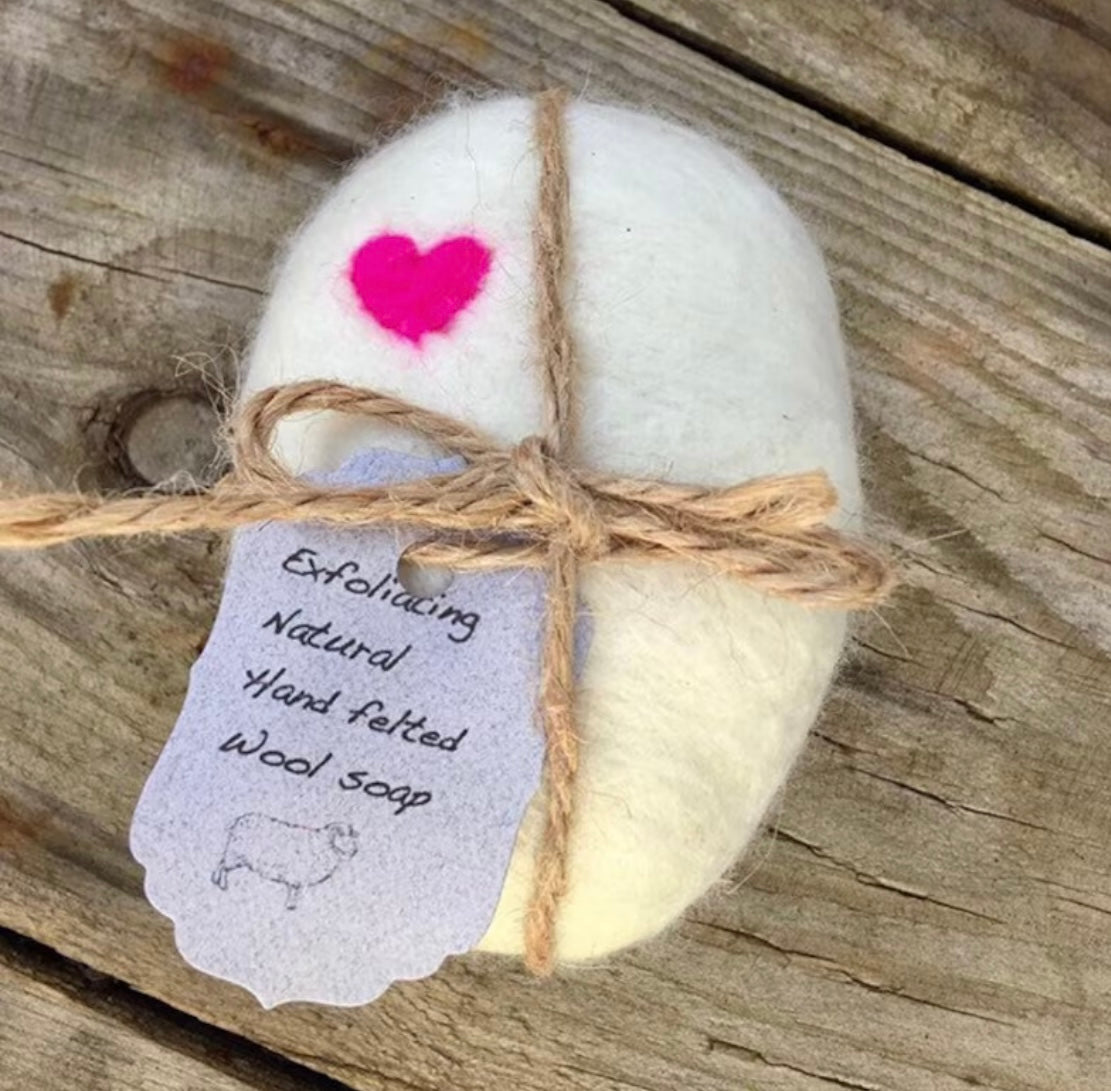 Felted heart soaps, heart soaps,