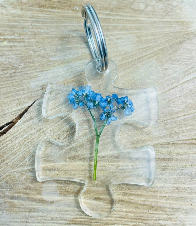 Forget me not keyring, forget me not resin keychain