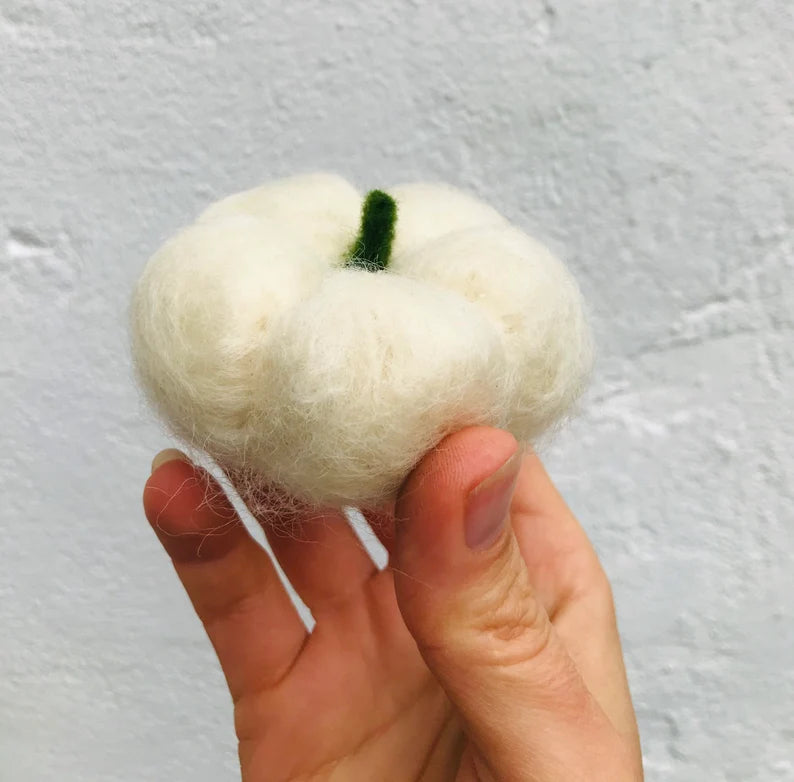 Miniature felted pumpkins