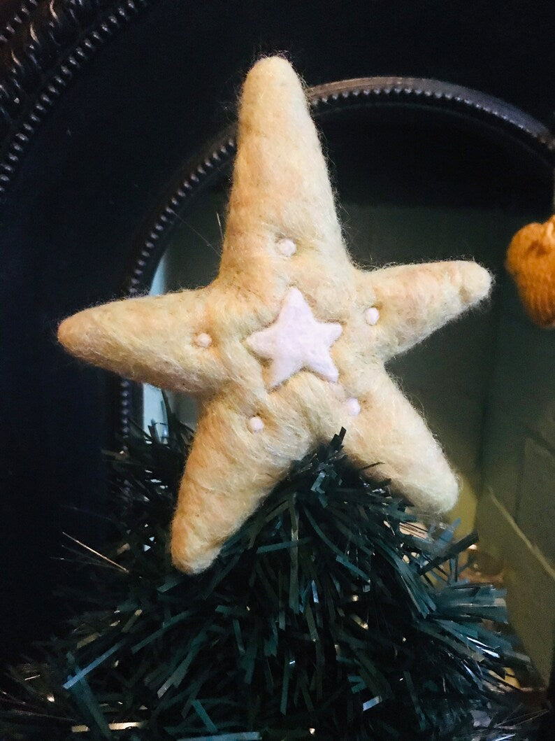 Felted Christmas tree star topper
