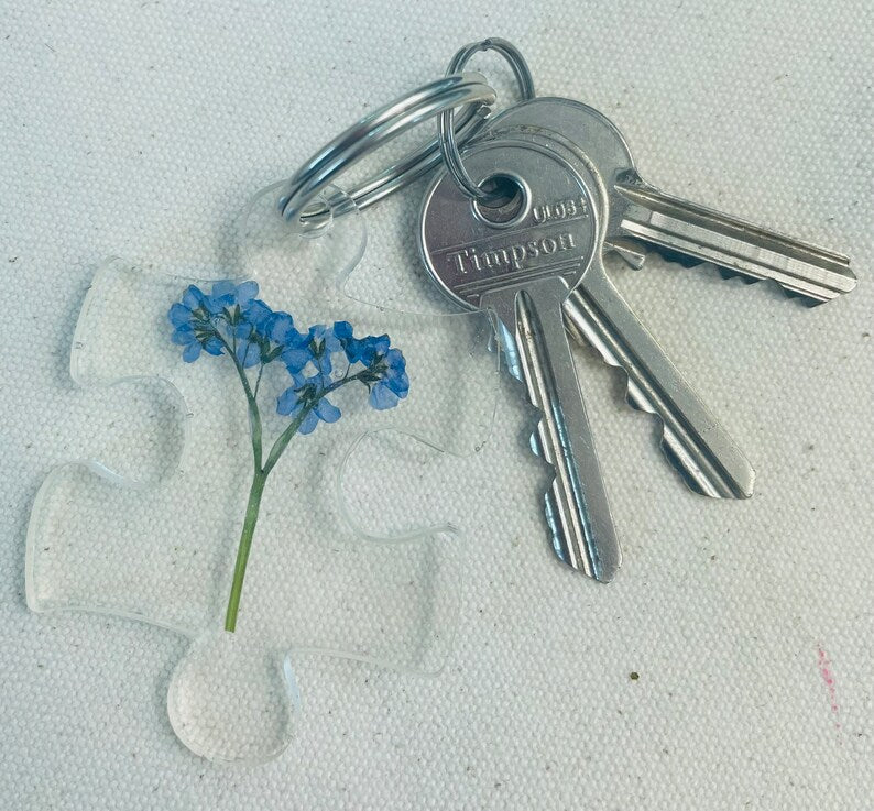 Forget me not keyring, forget me not resin keychain