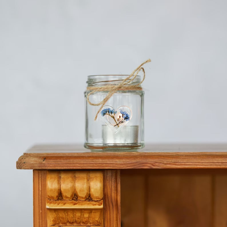 Forget me knot pressed flower jars
