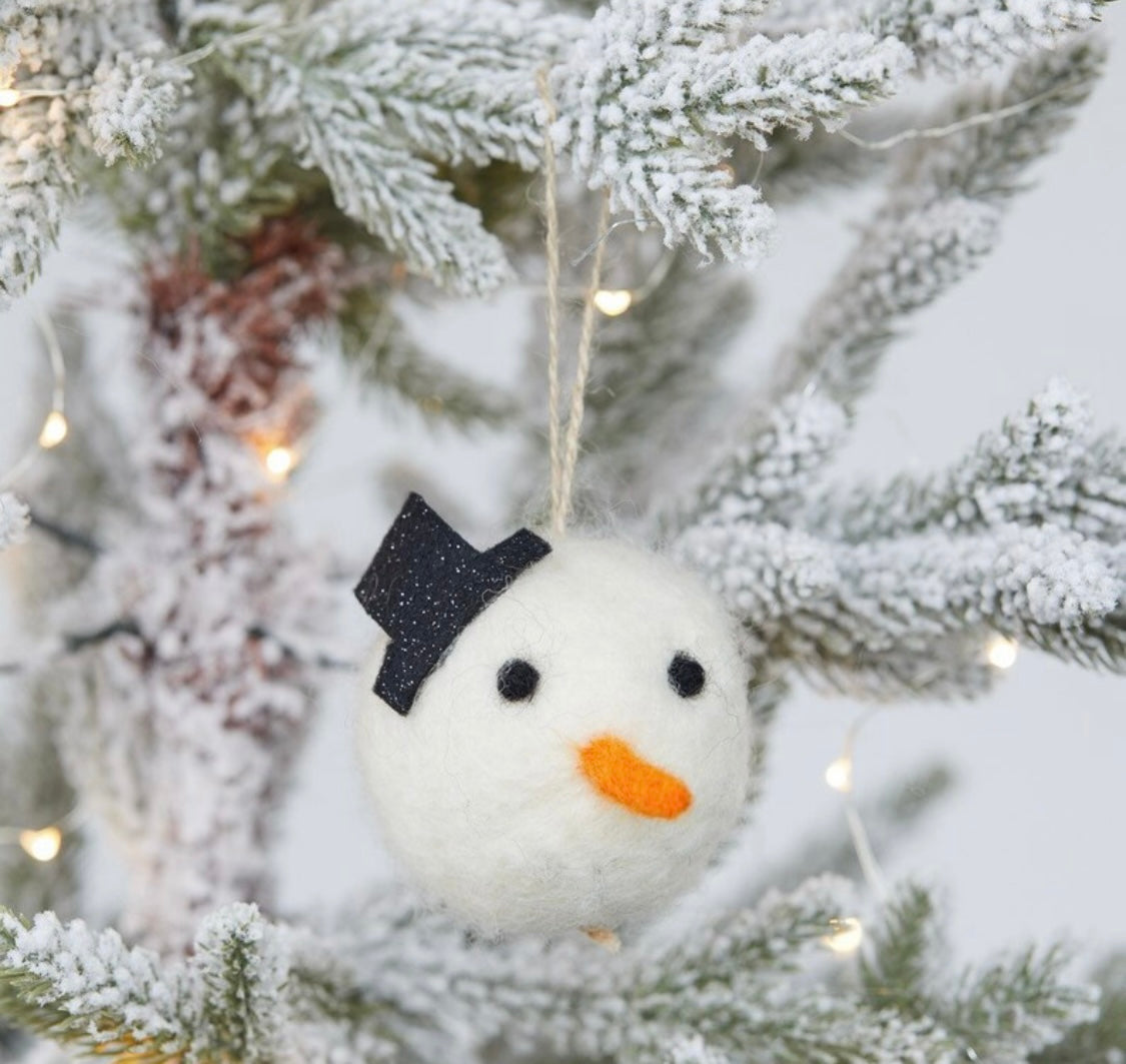 Felted snowman bauble