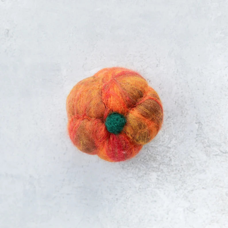 Miniature felted pumpkins