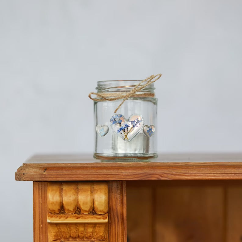 Forget me knot pressed flower jars