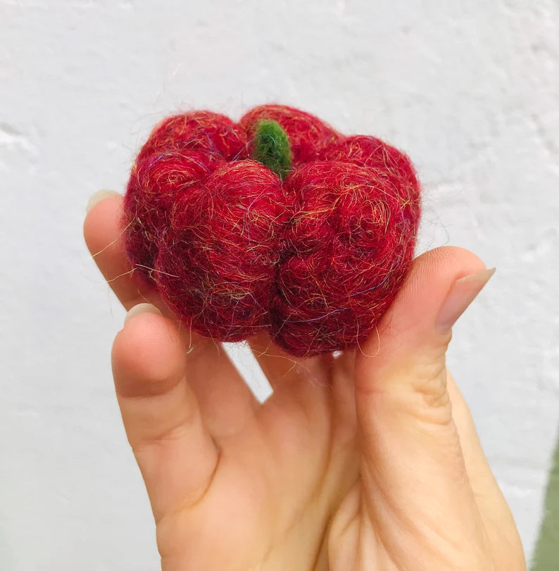 Miniature felted pumpkins