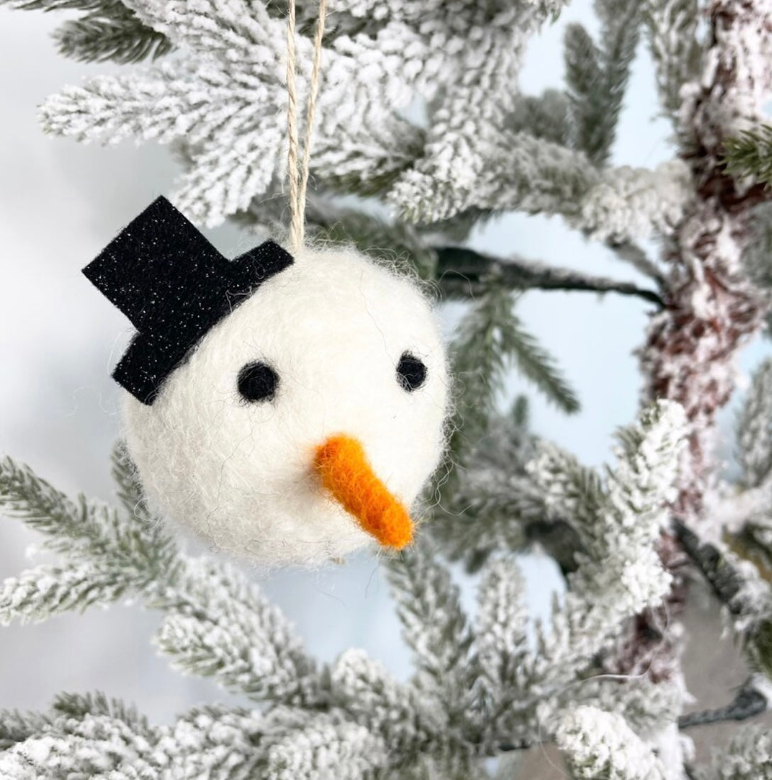 Felted snowman bauble
