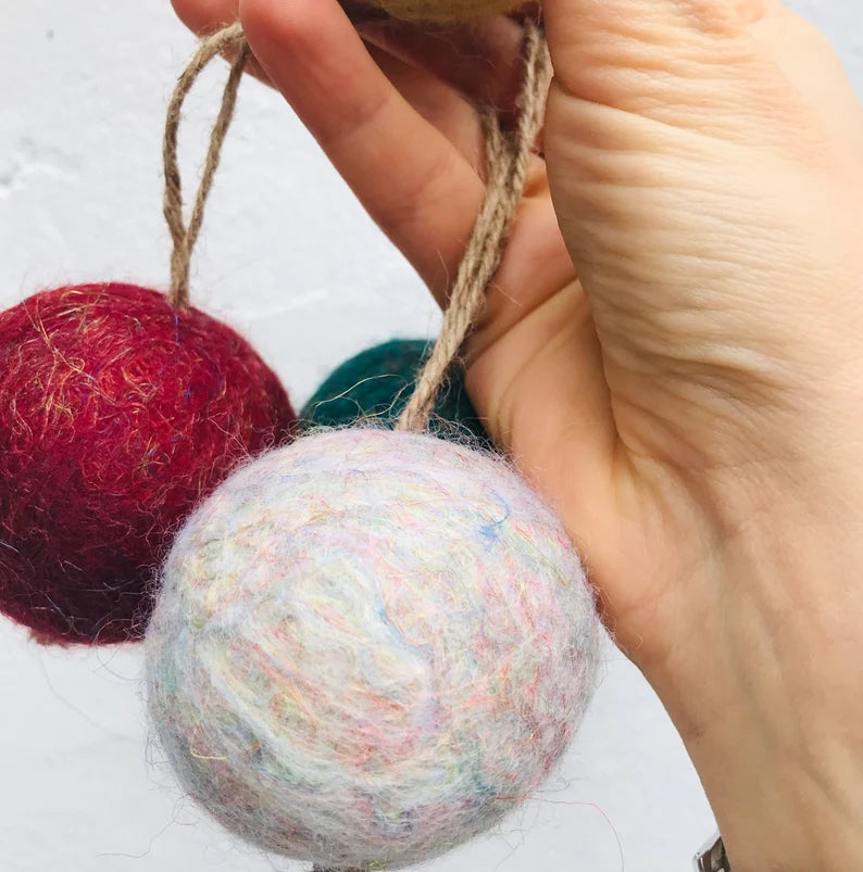 Felt glitter baubles
