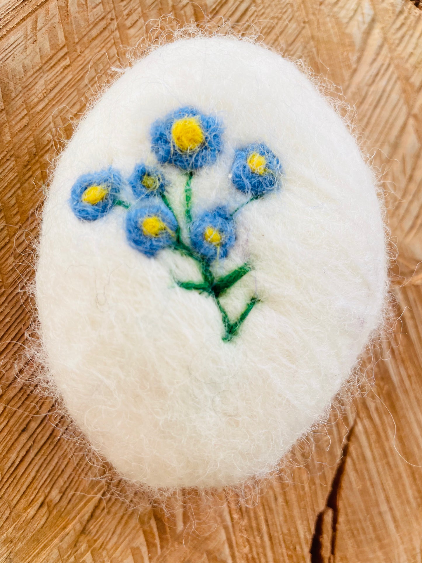 Forget me not felted soap