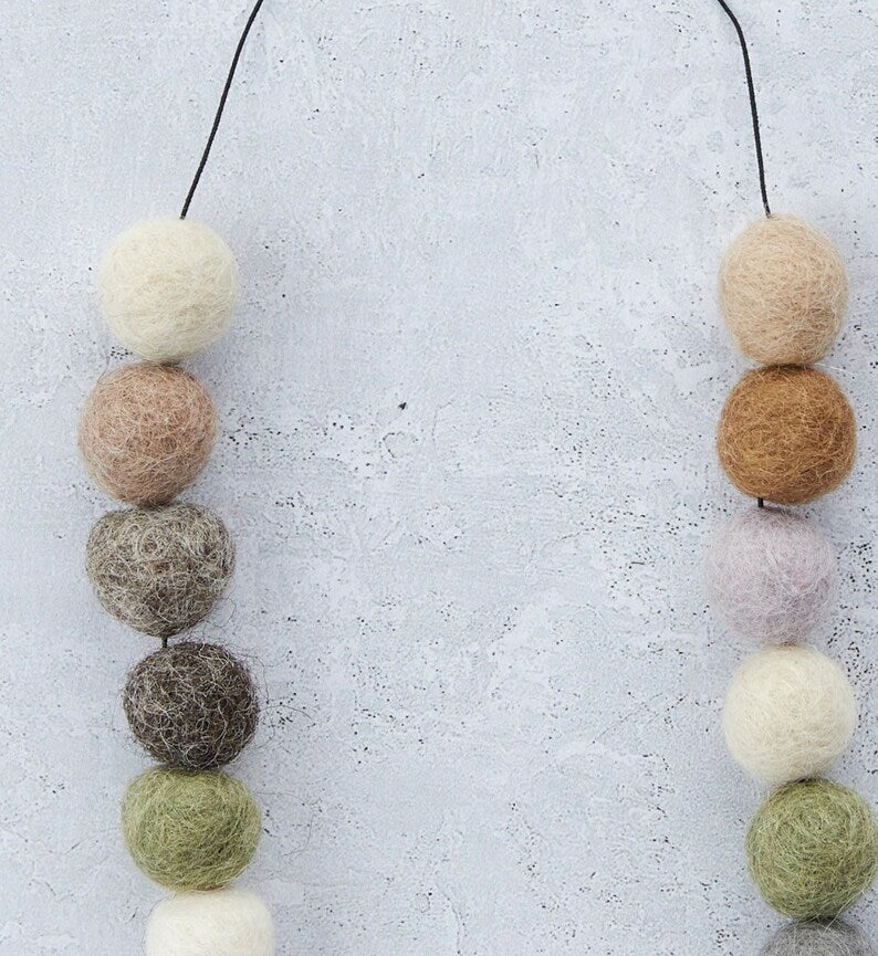 Felt ball necklace, felt necklaces