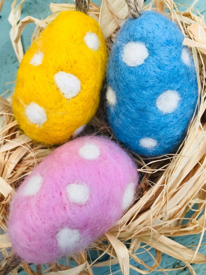 Felted Easter egg decorations