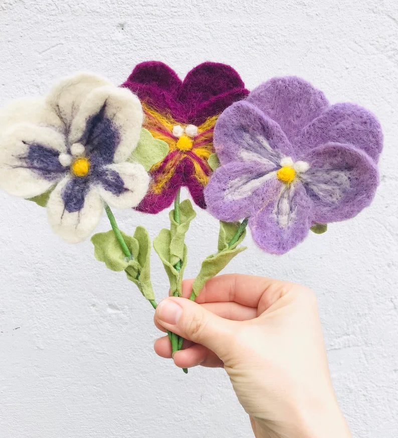 Felted Pansies