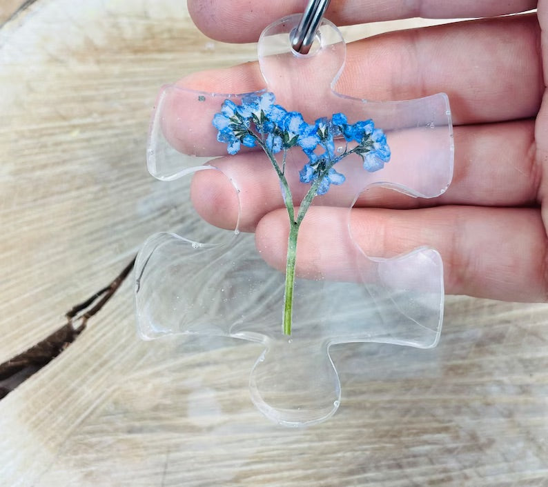Forget me not keyring, forget me not resin keychain