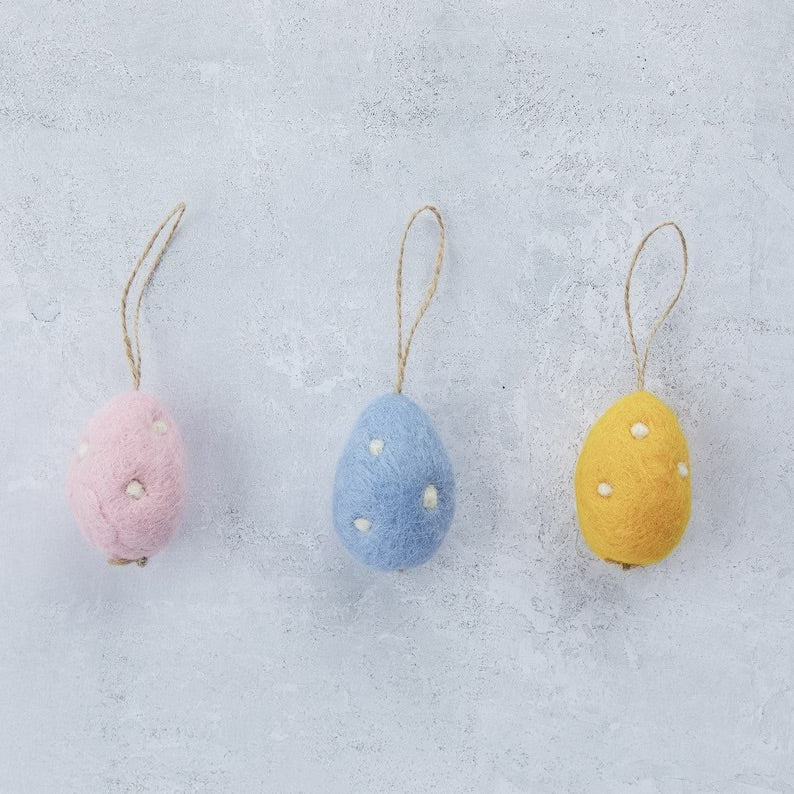 Felted Easter egg decorations