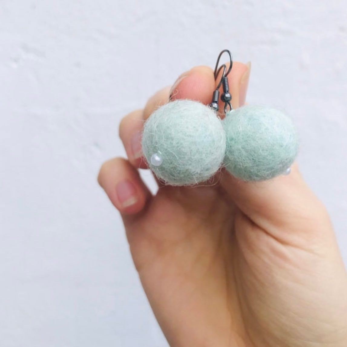 Felted ball earrings