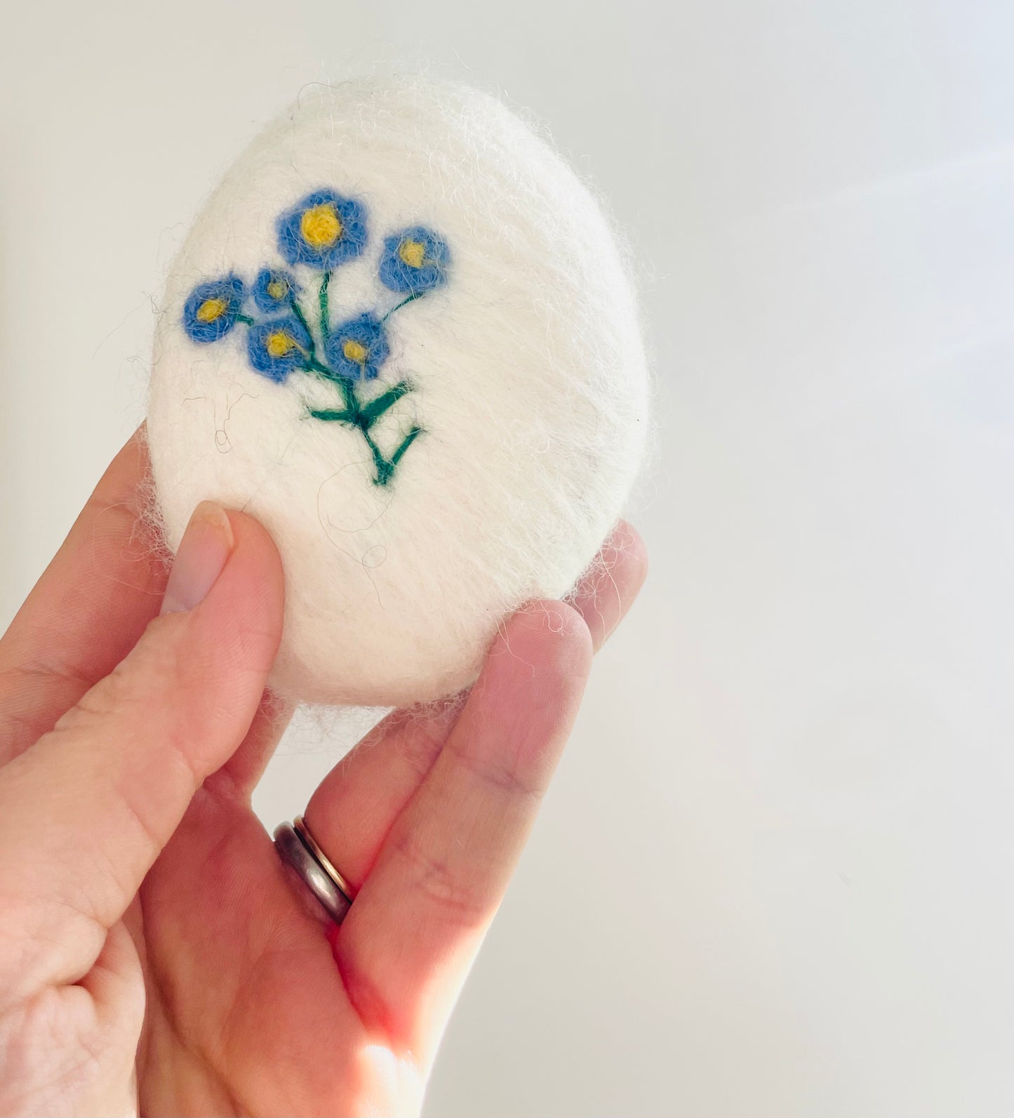 Forget me not felted soap
