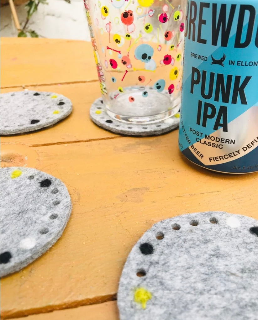 Felted beer coasters